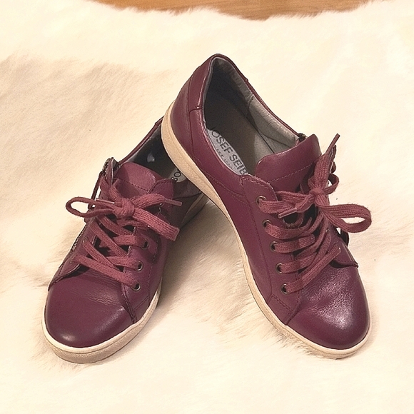 Size 7 Josef Seibel Women's Burgundy Leather Sneakers - Picture 1 of 5